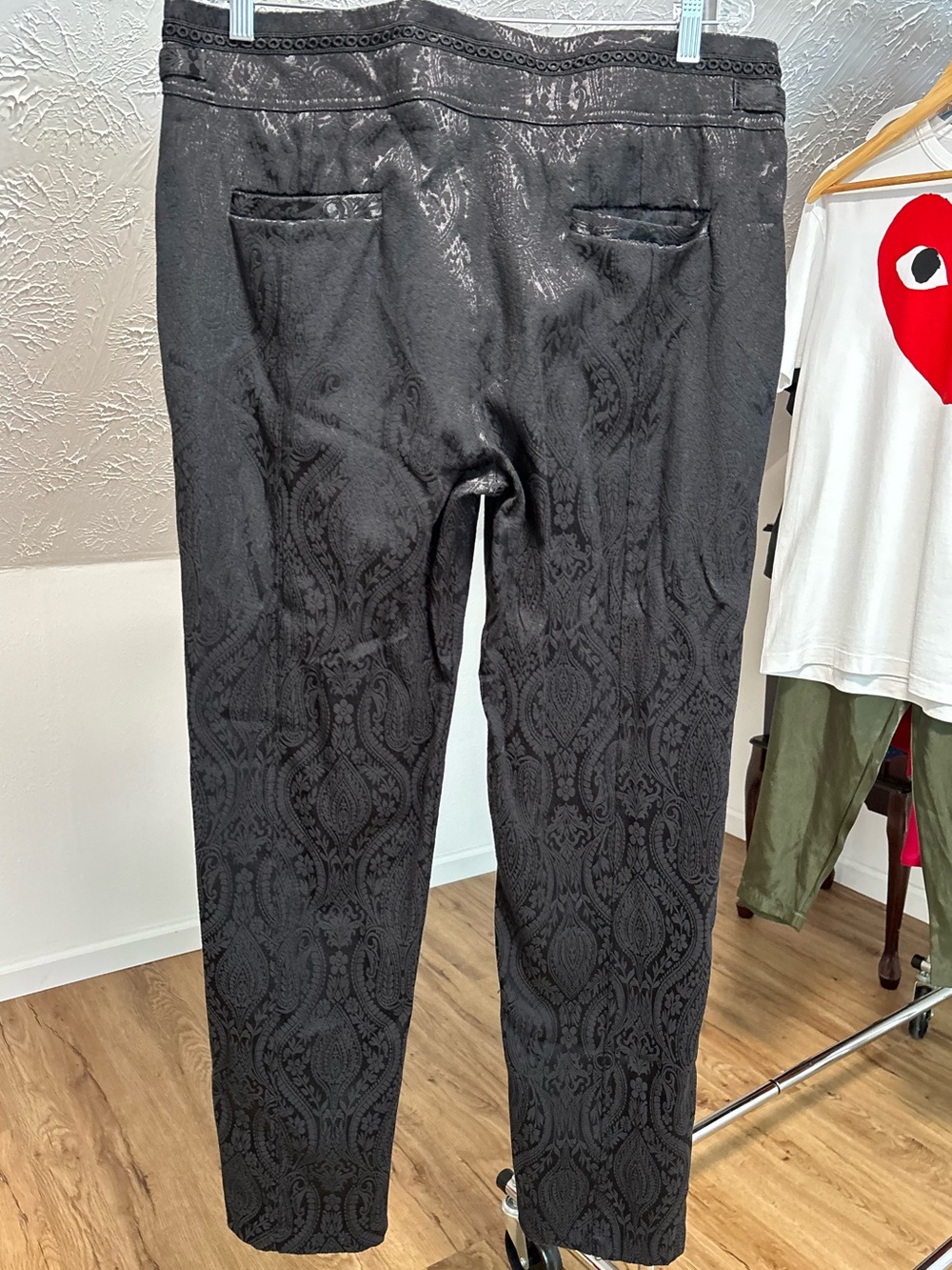 Vatpave black jacquard gothic pants, size XL. - Picture 2 of 9